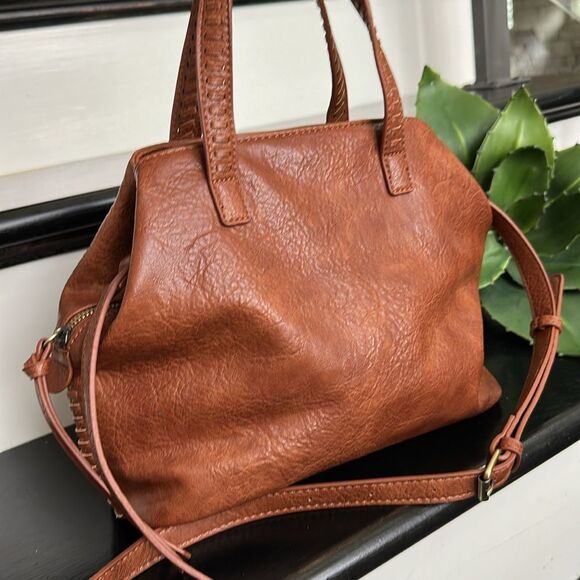 Antik Kraft Tan Brown Pebbled Leather Shoulder Bag - Picture 2 of 9